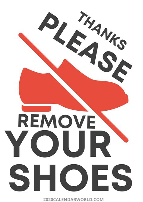 Please Remove Shoes Sign Printable